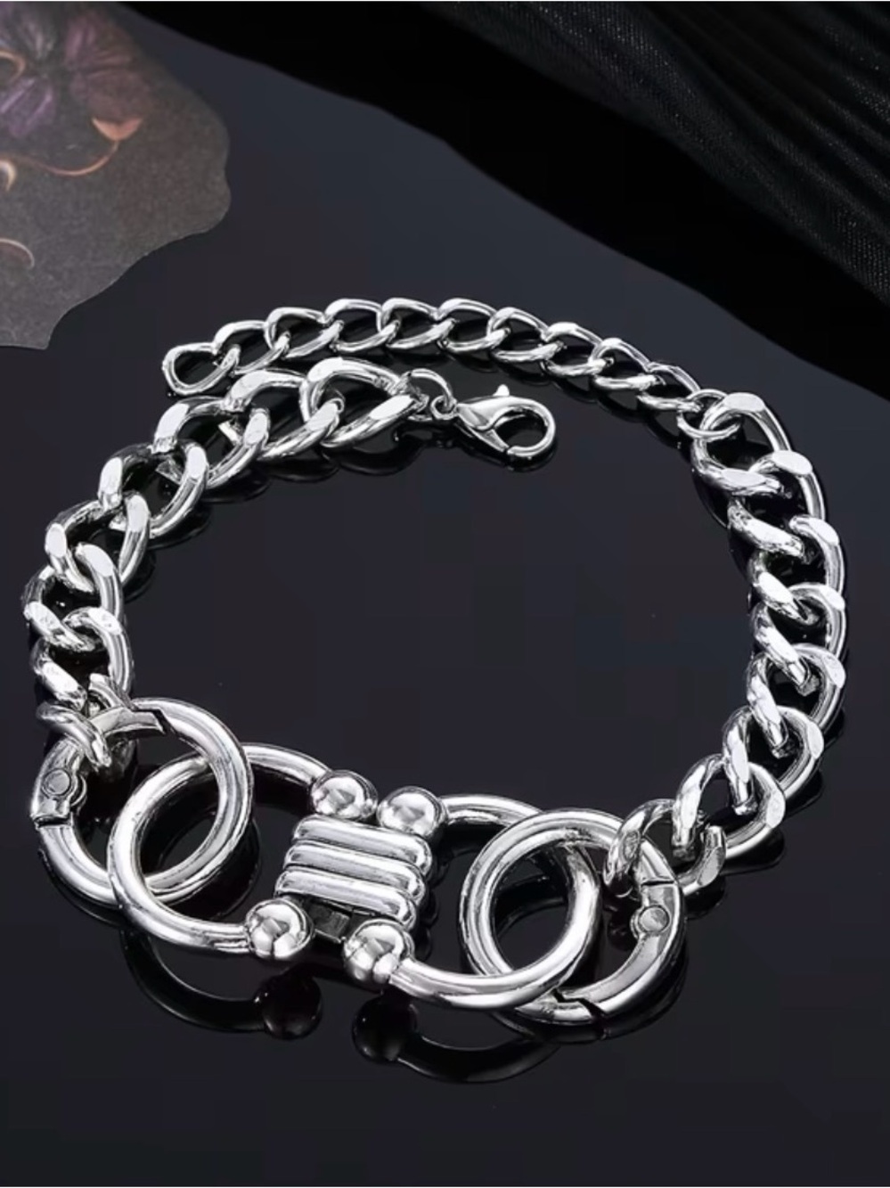 Men's Silver Chain Link Bracelet - Polished Metal
